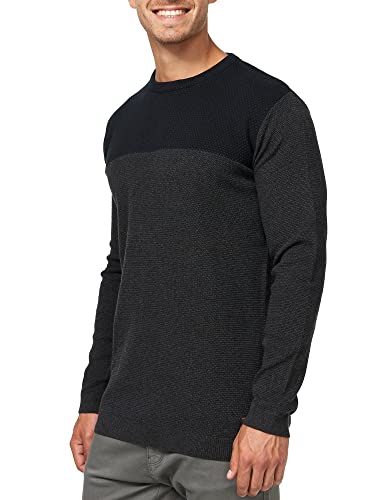 Indicode Herren Lesim Strickpullover mit Rundhals-Ausschnitt | O-Neck Feinstrickpullover für Männer Black, L von Indicode