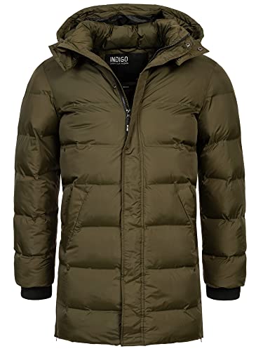 Indicode Herren Leugene Herrenmantel mit verdeckter Knopfleiste | Wintermantel für Männer Army, XXL von Indicode