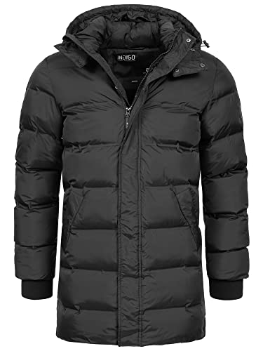 Indicode Herren Leugene Herrenmantel mit verdeckter Knopfleiste | Wintermantel für Männer Black, XL von Indicode