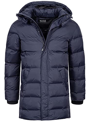 Indicode Herren Leugene Herrenmantel mit verdeckter Knopfleiste | Wintermantel für Männer Navy XXL von Indicode