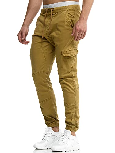 Indicode Herren Levy Cargohose aus Baumwolle mit 6 Taschen | Cargo Chino Hose Männer Amber, M von Indicode