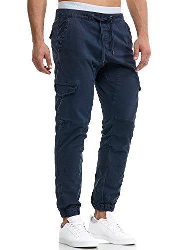 Indicode Herren Levi Cargo Cargo Hose Freizeithose Militär Army Chino Feldhose Outdoorhose Rangerhose Stoffhose Leinenhose, Navy, S von Indicode