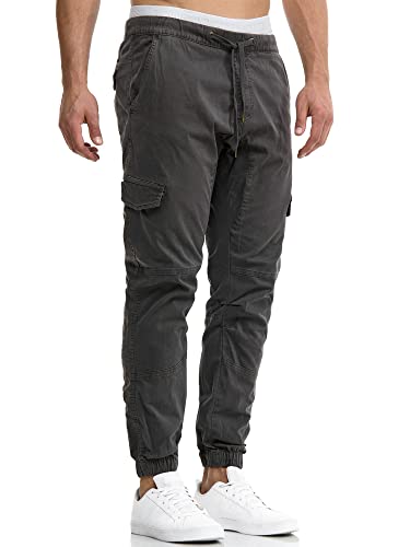 Indicode Herren Levi Cargo Cargo Hose Freizeithose Militär Army Chino Feldhose Outdoorhose Rangerhose Stoffhose Leinenhose, Raven, S von Indicode