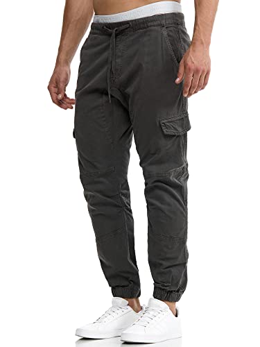 Indicode Herren Levi Cargo Cargo Hose Freizeithose Militär Army Chino Feldhose Outdoorhose Rangerhose Stoffhose Leinenhose, Raven, XL von Indicode