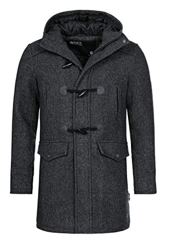 Indicode Herren Liam Dufflecoat | Wintermantel Wollmantel Herrenmantel Mantel für Männer Black mix, L von Indicode