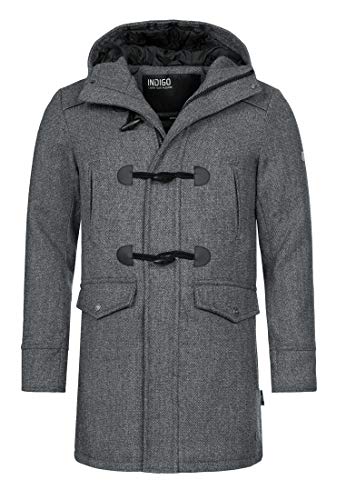 Indicode Herren Liam Dufflecoat | Wintermantel Wollmantel Herrenmantel Mantel für Männer Grey Mix, XXL von Indicode