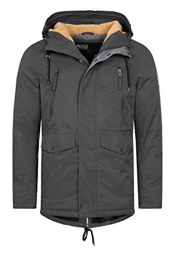 Indicode Herren Loaf Herrenmantel mit verdeckter Knopfleiste | Wintermantel für Männer Dk Grey, S von Indicode