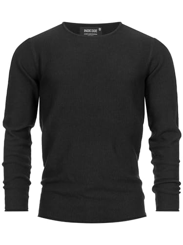 Indicode Herren Loakim Klassischer Strickpullover meliert mit Rundhalsausschnitt | Pullover Herrenpullover Pulli für Herren Knit Crew Neck Black XXL von Indicode