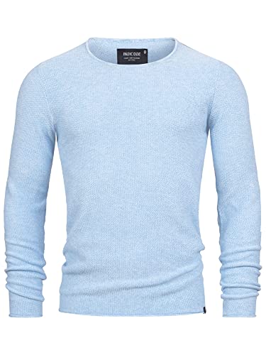 Indicode Herren Loakim Klassischer Strickpullover meliert mit Rundhalsausschnitt | Pullover Herrenpullover Pulli für Herren Knit Crew Neck Blue Wave M von Indicode