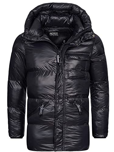 Indicode Herren Local Winterjacke in Daunenjacken-Optik mit Kapuze | Steppjacke gefütterte Jacke Herrenparka Black L von Indicode