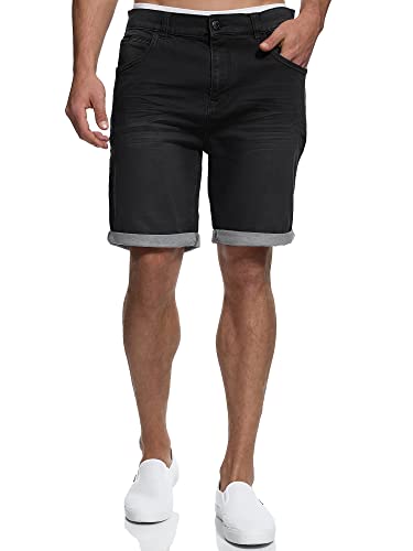 Indicode Herren Lonar Jeans Shorts mit 5 Taschen | Herrenshorts Used Look für Männer Black, XXL von Indicode