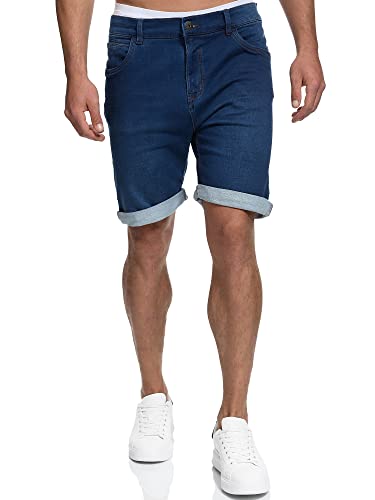 Indicode Herren Lonar Jeans Shorts mit 5 Taschen | Herrenshorts Used Look für Männer Blue, S von Indicode