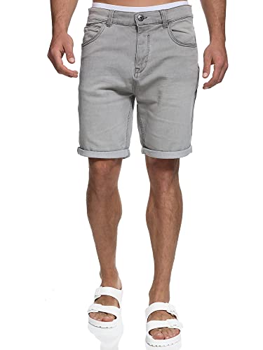 Indicode Herren Lonar Jeans Shorts mit 5 Taschen | Herrenshorts Used Look für Männer Lt Grey, M von Indicode
