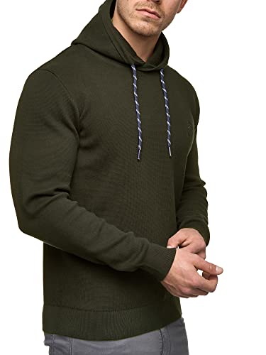 Indicode Herren Longview Sweatshirt mit Kapuze | Hoodie Kapuzenpullover für Männer Army L von Indicode