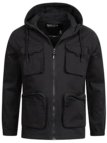 Indicode Herren Lordsburg Übergangsjacke mit 4 Taschen und Kapuze | HerrenJeans Jacke Black S von Indicode