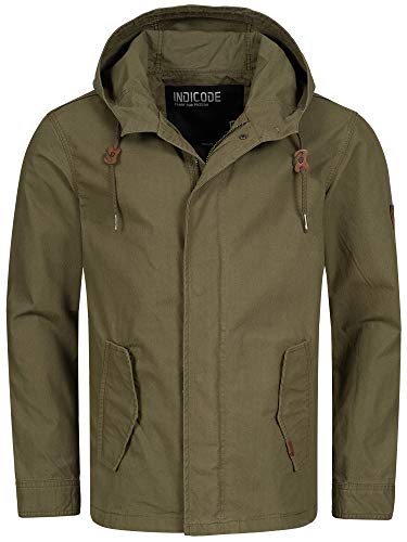 Indicode Herren Lough Jacke mit Kapuze aus Baumwolle | Herrenjacke Outdoorjacke Männer Army L von Indicode