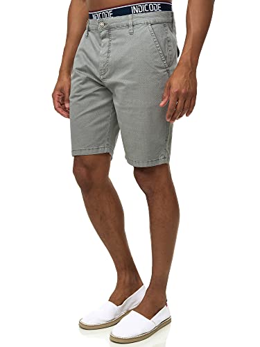 Indicode Herren Luis Chino Shorts mit 5 Taschen aus 98% Baumwolle | Bermuda Sommershorts für Männer Lt Grey, S von Indicode