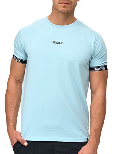 Indicode Herren Lutzy T-Shirt mit Rundhals-Ausschnitt | Herrenshirt Sommershirt Blue Wave, L von Indicode
