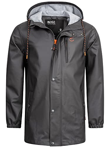 Indicode Herren Malmoe Regenjacke mit Kapuze | Funktionsjacke Windbreaker Segeljacke Dk Grey M von Indicode