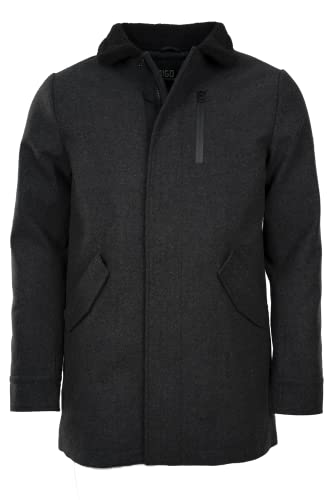 Indicode Herren Mantel Wollmantel Woll Winter Mantel Parka Winterparka, Mini Herringbone Black, Gr.L von Indicode