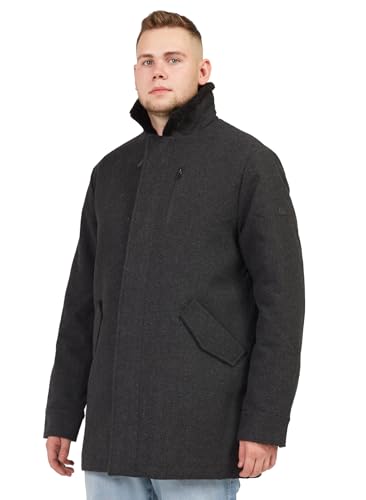 Indicode Herren Mantel Wollmantel Woll Winter Mantel Parka Winterparka, Mini Herringbone Black, Gr.L von Indicode