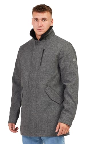 Indicode Herren Mantel Wollmantel Woll Winter Mantel Parka Winterparka, Mini Herringbone Grey, Gr.S von Indicode