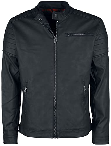 Indicode Herren Manuel Lederjacke aus Leder-Imitat | Motorradjacke Bikerjacke für Männer Black S von Indicode