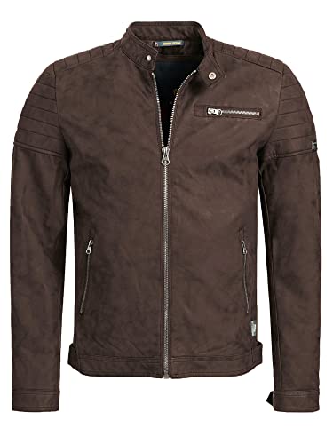 Indicode Herren Manuel Lederjacke aus Leder-Imitat | Motorradjacke Bikerjacke für Männer Dk Brown S von Indicode