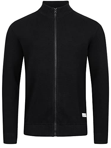 Indicode Herren Marco Strickjacke mit Stehkragen | Regular Fit Feinstrick Jacke mit Reißverschluss Cardigan Black M von Indicode