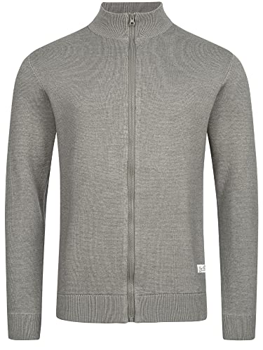 Indicode Herren Marco Strickjacke mit Stehkragen | Regular Fit Feinstrick Jacke mit Reißverschluss Cardigan Grey Mix L von Indicode