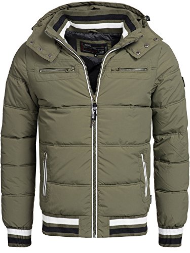 Indicode Herren Marlon Steppjacke in Daunenjacken-Optik | Winterjacke Übergangsjacke Army L von Indicode