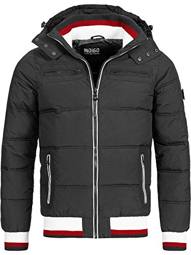 Indicode Herren Marlon Steppjacke in Daunenjacken-Optik | Winterjacke Übergangsjacke Black mix L von Indicode