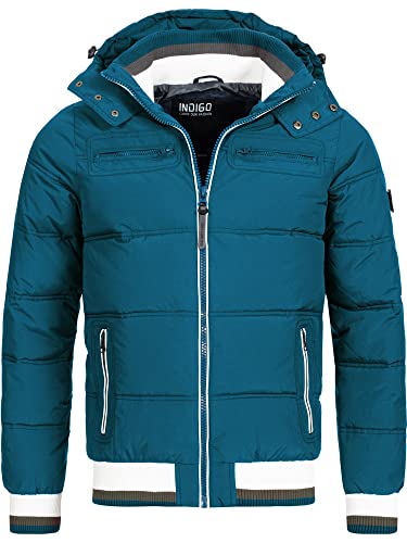 Indicode Herren Marlon Steppjacke in Daunenjacken-Optik | Winterjacke Übergangsjacke Sea Blue L von Indicode