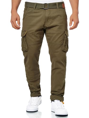Indicode Herren Mathen Cargohose aus 98% Baumwolle inkl. Gürtel | Cargo Hose für Männer Army, M Indicode Herren Mathen Cargohose aus 98% Baumwolle inkl. Gürtel | Cargo Hose für Männer Army, M von Indicode
