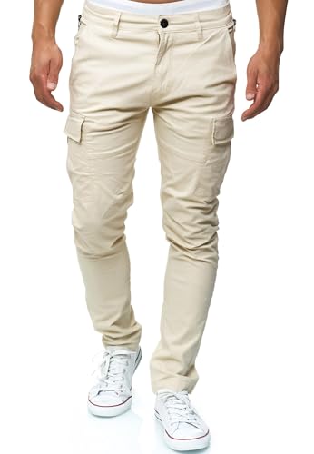 Indicode Herren Mathews Cargohose aus Baumwolle mit 8 Taschen | Cargo Funktionshose für Männer Fog, L von Indicode