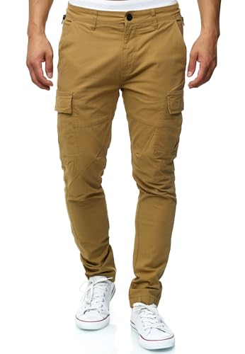 Indicode Herren Mathews Cargohose aus Baumwolle mit 8 Taschen | Cargo Funktionshose für Männer Amber, M von Indicode