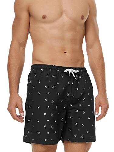 Indicode Herren Maya Badehose mit 3 Taschen und Tunnelzug | Badeshorts für Männer Black L von Indicode