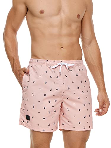 Indicode Herren Maya Badehose mit 3 Taschen und Tunnelzug | Badeshorts für Männer Coral Cloud M von Indicode