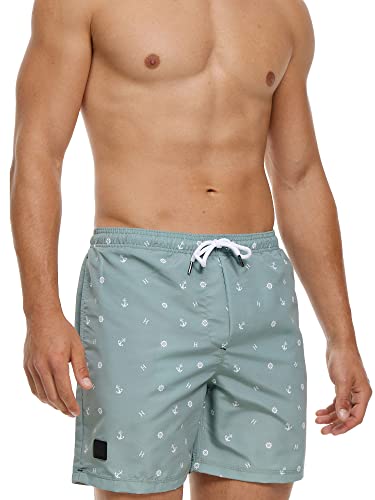 Indicode Herren Maya Badehose mit 3 Taschen und Tunnelzug | Badeshorts für Männer Meadow L von Indicode