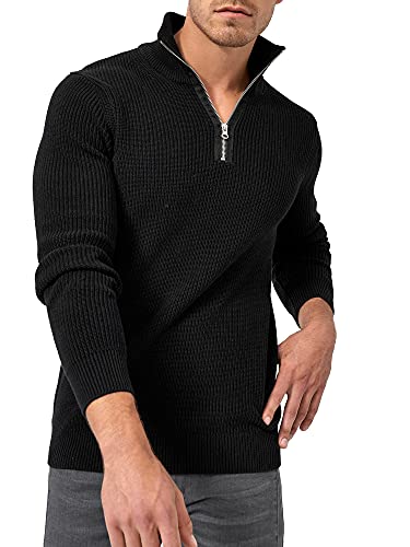 Indicode Herren Mayer Pullover aus Baumwolle | Herrenpulli Strickpullover Pullover Männer Black L von Indicode