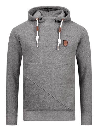 Indicode Herren Meza Sweatshirt mit Kapuze | Hoodie Kapuzenpullover für Männer Grey Mix, L von Indicode