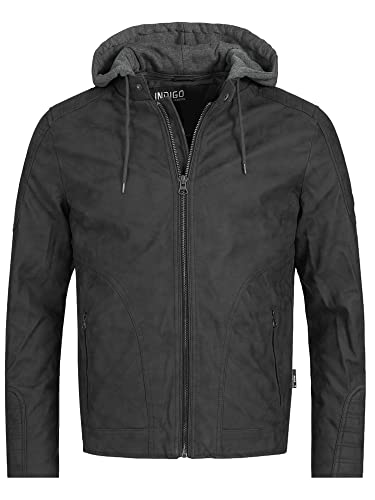 Indicode Herren Miguel Jacke aus Leder-Imitat | Kunstleder Herrenjacke Bikerjacke Black XL von Indicode