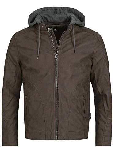 Indicode Herren Miguel Jacke aus Leder-Imitat | Kunstleder Herrenjacke Bikerjacke Demitasse XL von Indicode