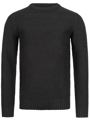 Indicode Herren Mirek Strickpullover mit Rundhals-Ausschnitt | Pullover O-Neck Pulli Männer Black, XL von Indicode