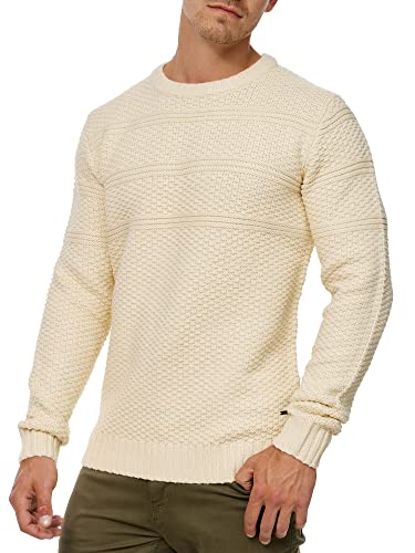 Indicode Herren Mirek Strickpullover mit Rundhals-Ausschnitt | Pullover O-Neck Pulli Männer White Asparagus M von Indicode