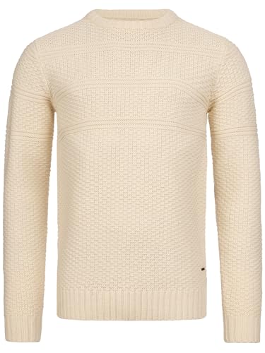 Indicode Herren Mirek Strickpullover mit Rundhals-Ausschnitt | Pullover O-Neck Pulli Männer White Asparagus, XL von Indicode