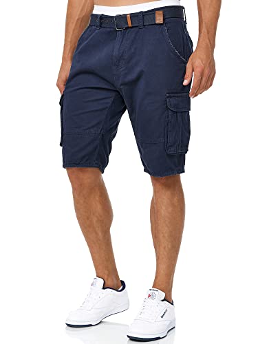 Indicode Herren Monroe Cargo Cargo-Shorts inkl. Gürtel | Bermuda Männer Sommerhose aus Baumwolle Navy XL von Indicode