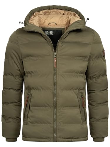 Indicode Herren Nemos Steppjacke mit Kapuze | Herrenjacke Winterjacke Freizeitjacke Männer Army M von Indicode