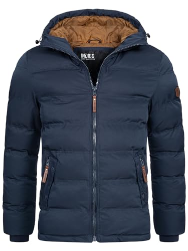 Indicode Herren Nemos Steppjacke mit Kapuze | Herrenjacke Winterjacke Freizeitjacke Männer Navy, L von Indicode