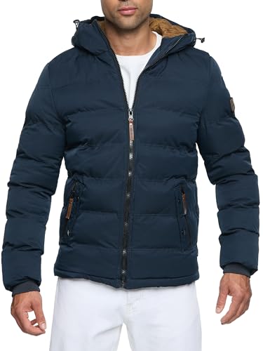 Indicode Herren Nemos Steppjacke mit Kapuze | Herrenjacke Winterjacke Freizeitjacke Männer Navy L von Indicode